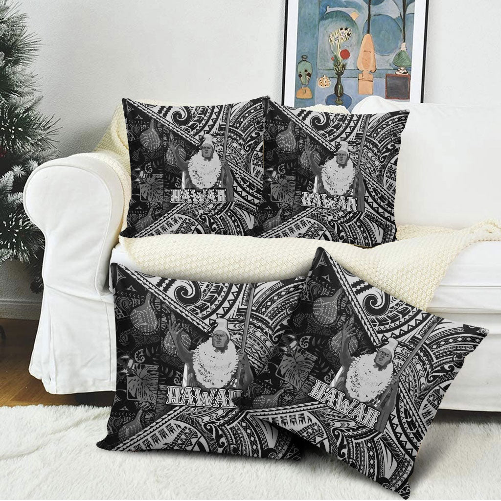Hawaii King Kamehameha Pillow Cover With Hawaiian Ipu Motifs Black Version LT05 - Polynesian Pride
