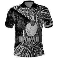 Hawaii King Kamehameha Polo Shirt With Hawaiian Ipu Motifs Black Version LT05 Black - Polynesian Pride