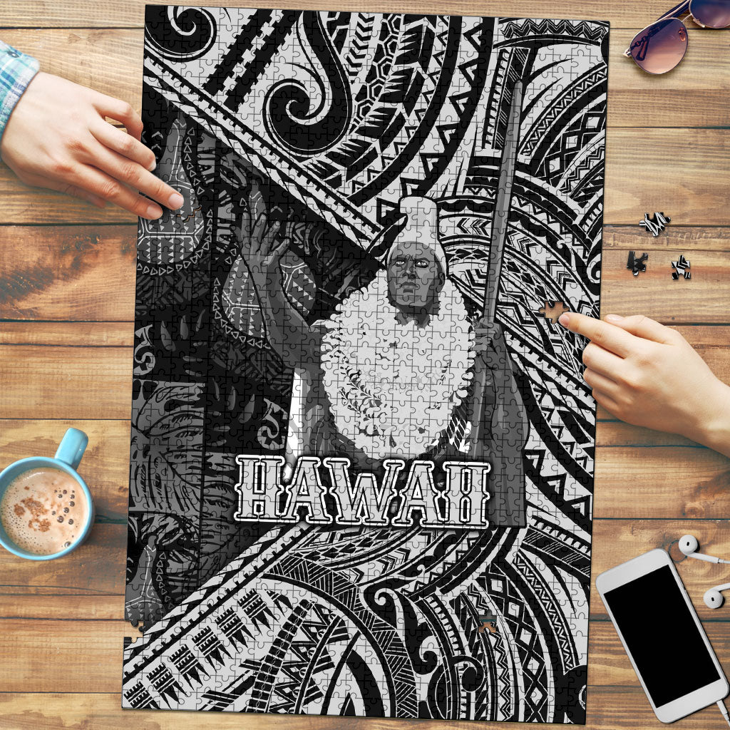 Hawaii King Kamehameha Puzzle With Hawaiian Ipu Motifs Black Version LT05 Black - Polynesian Pride