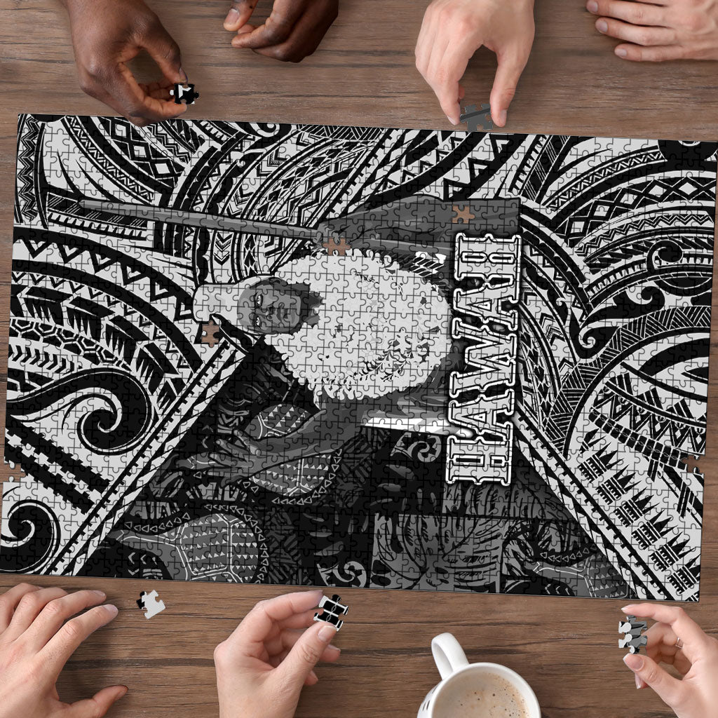 Hawaii King Kamehameha Puzzle With Hawaiian Ipu Motifs Black Version LT05 - Polynesian Pride