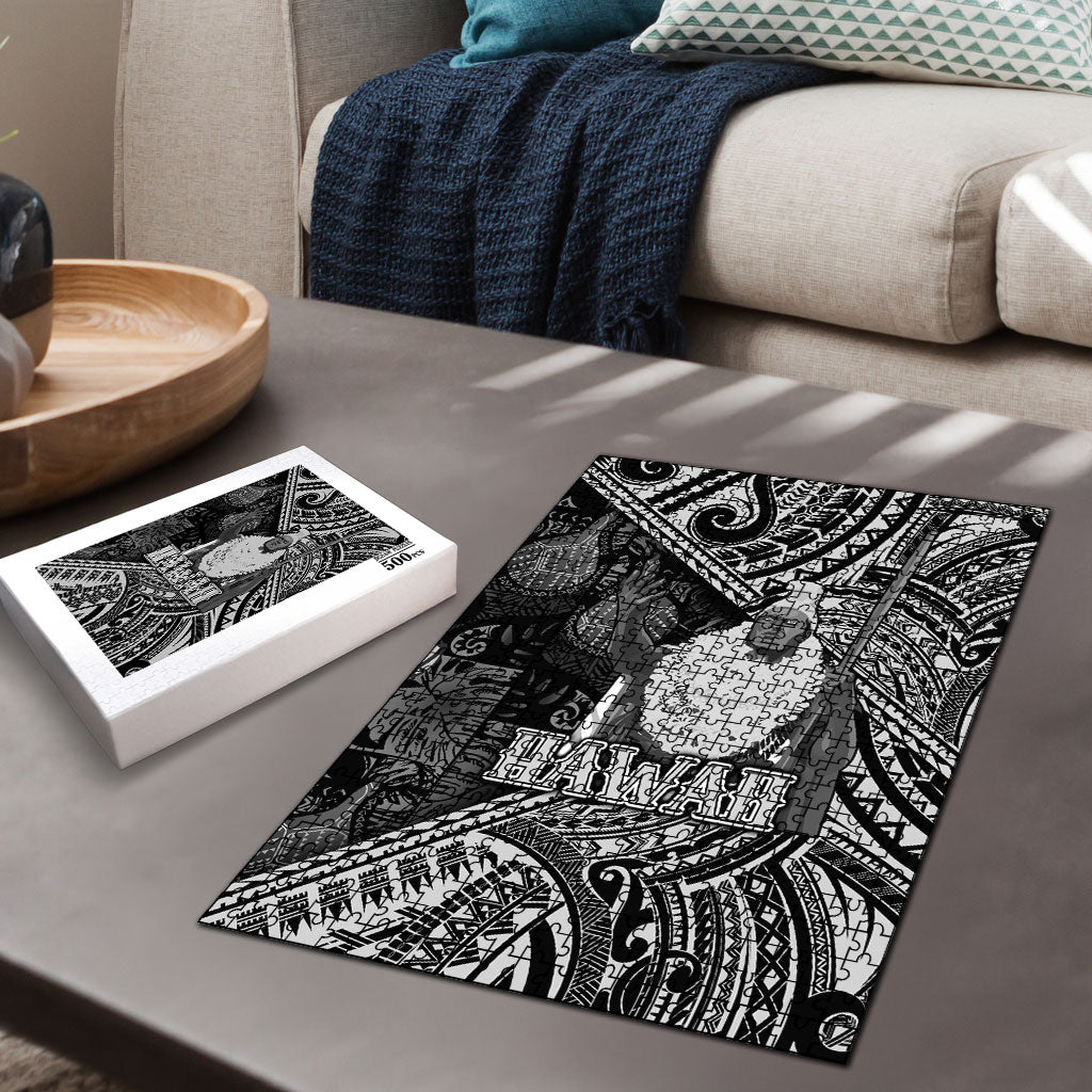 Hawaii King Kamehameha Puzzle With Hawaiian Ipu Motifs Black Version LT05 - Polynesian Pride