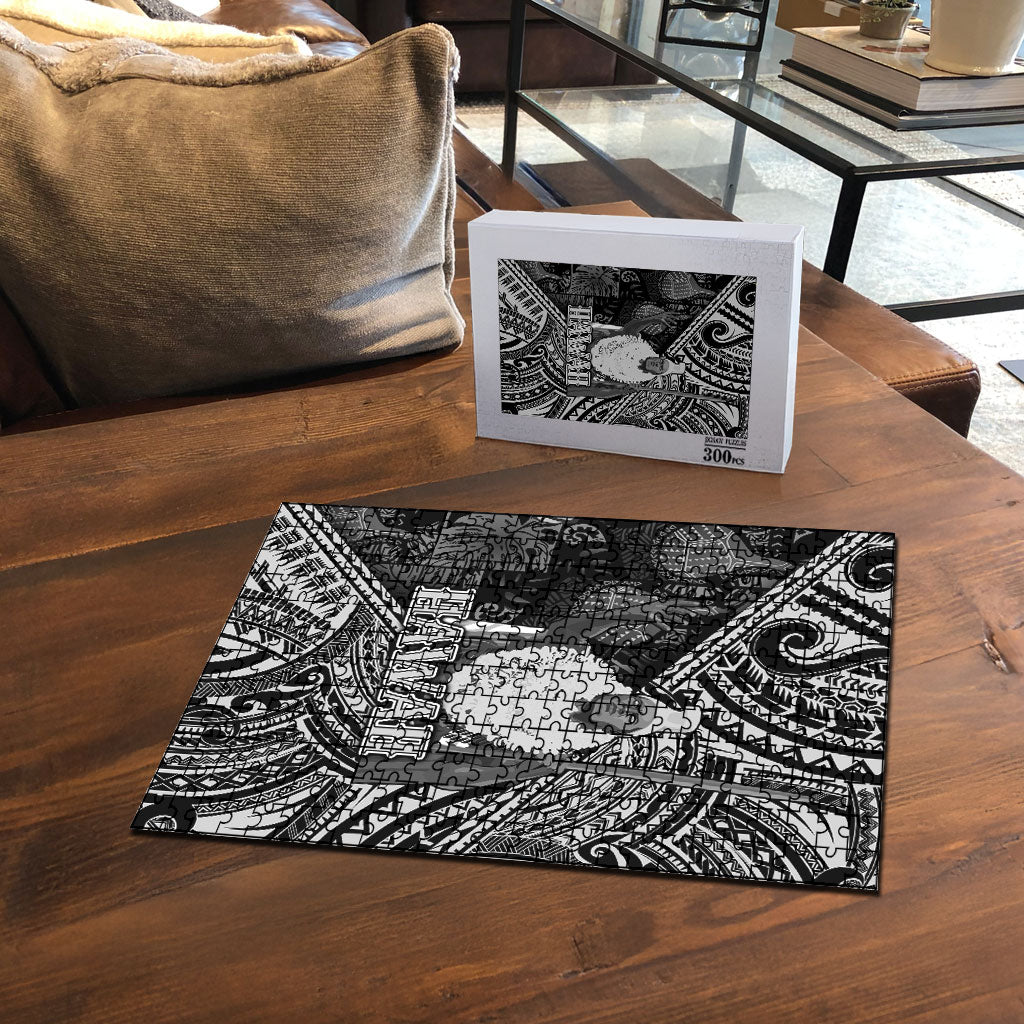 Hawaii King Kamehameha Puzzle With Hawaiian Ipu Motifs Black Version LT05 - Polynesian Pride