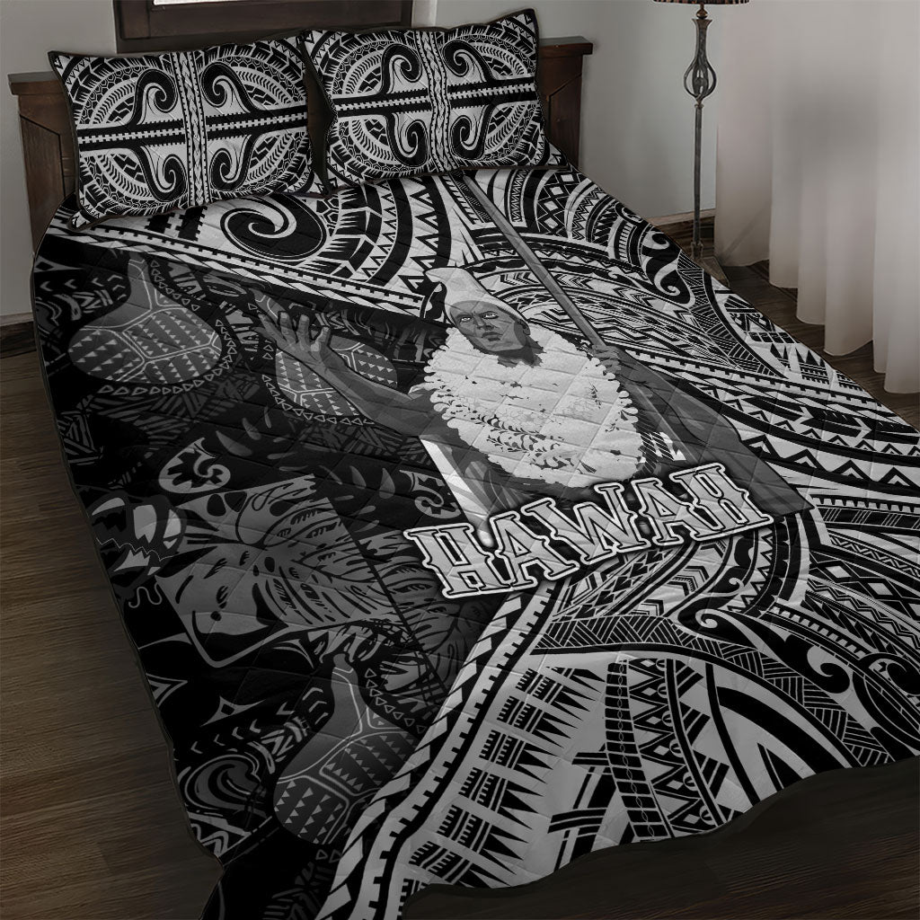 Hawaii King Kamehameha Quilt Bed Set With Hawaiian Ipu Motifs Black Version LT05 Black - Polynesian Pride