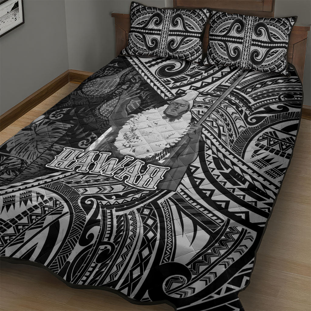 Hawaii King Kamehameha Quilt Bed Set With Hawaiian Ipu Motifs Black Version LT05 - Polynesian Pride