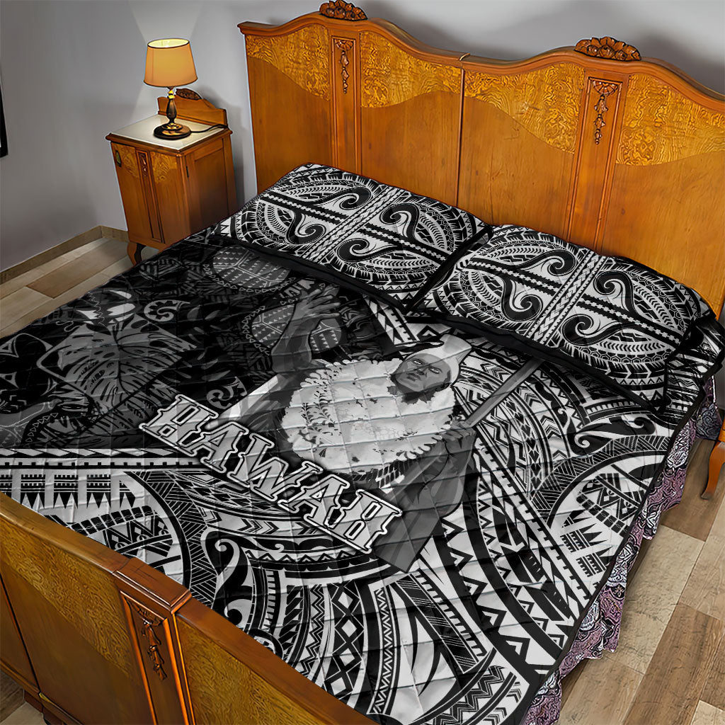 Hawaii King Kamehameha Quilt Bed Set With Hawaiian Ipu Motifs Black Version LT05 - Polynesian Pride
