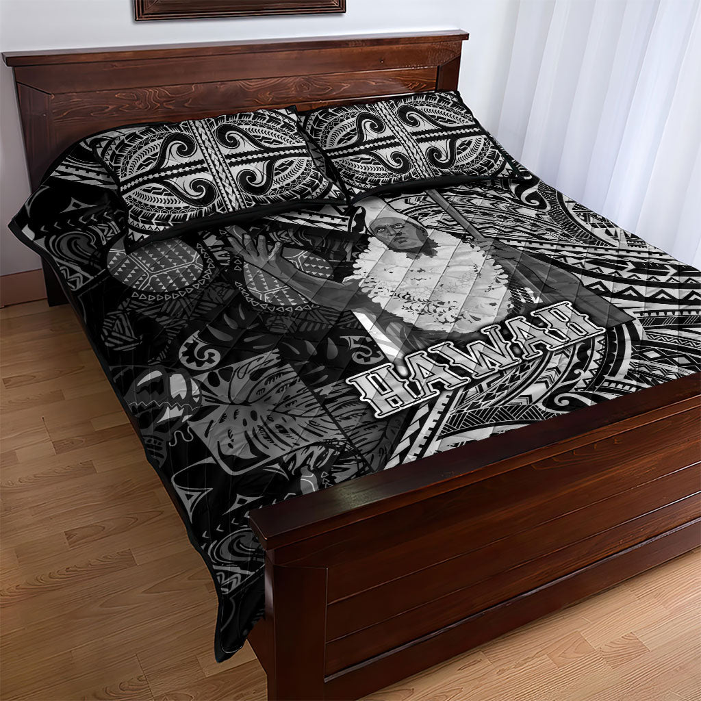 Hawaii King Kamehameha Quilt Bed Set With Hawaiian Ipu Motifs Black Version LT05 - Polynesian Pride