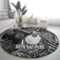 Hawaii King Kamehameha Round Carpet With Hawaiian Ipu Motifs Black Version LT05 - Polynesian Pride