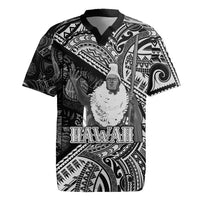 Hawaii King Kamehameha Rugby Jersey With Hawaiian Ipu Motifs Black Version LT05 Black - Polynesian Pride