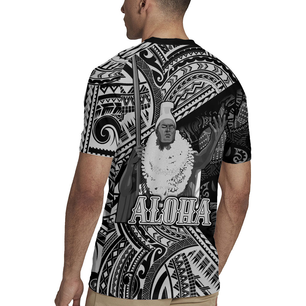Hawaii King Kamehameha Rugby Jersey With Hawaiian Ipu Motifs Black Version LT05 - Polynesian Pride