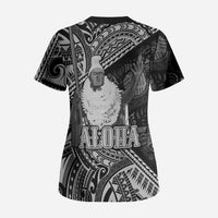 Hawaii King Kamehameha Scrub Top With Hawaiian Ipu Motifs Black Version LT05 - Polynesian Pride