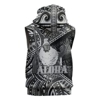 Hawaii King Kamehameha Sleeveless Zip Hoodie With Hawaiian Ipu Motifs Black Version LT05 - Polynesian Pride