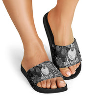 Hawaii King Kamehameha Slide Sandals With Hawaiian Ipu Motifs Black Version LT05 - Polynesian Pride