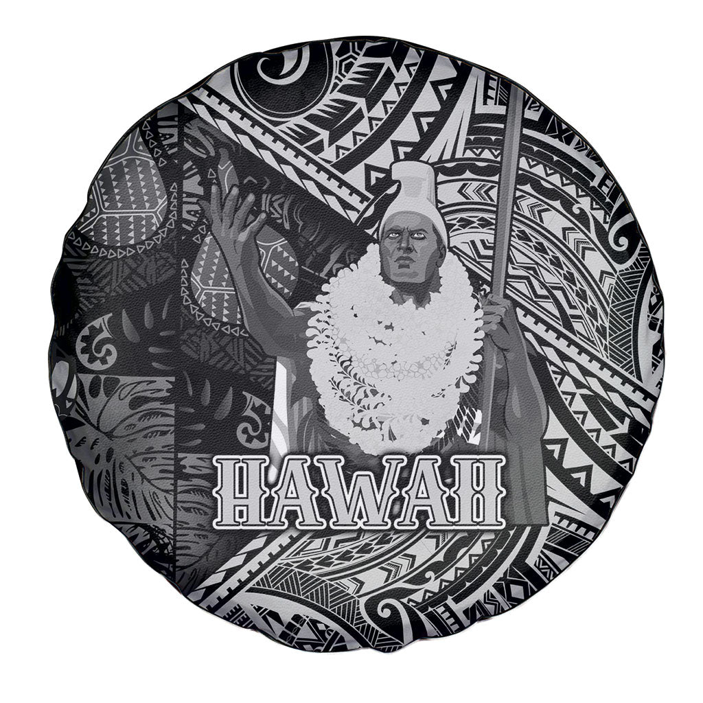 Hawaii King Kamehameha Spare Tire Cover With Hawaiian Ipu Motifs Black Version LT05 - Polynesian Pride