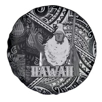 Hawaii King Kamehameha Spare Tire Cover With Hawaiian Ipu Motifs Black Version LT05 - Polynesian Pride