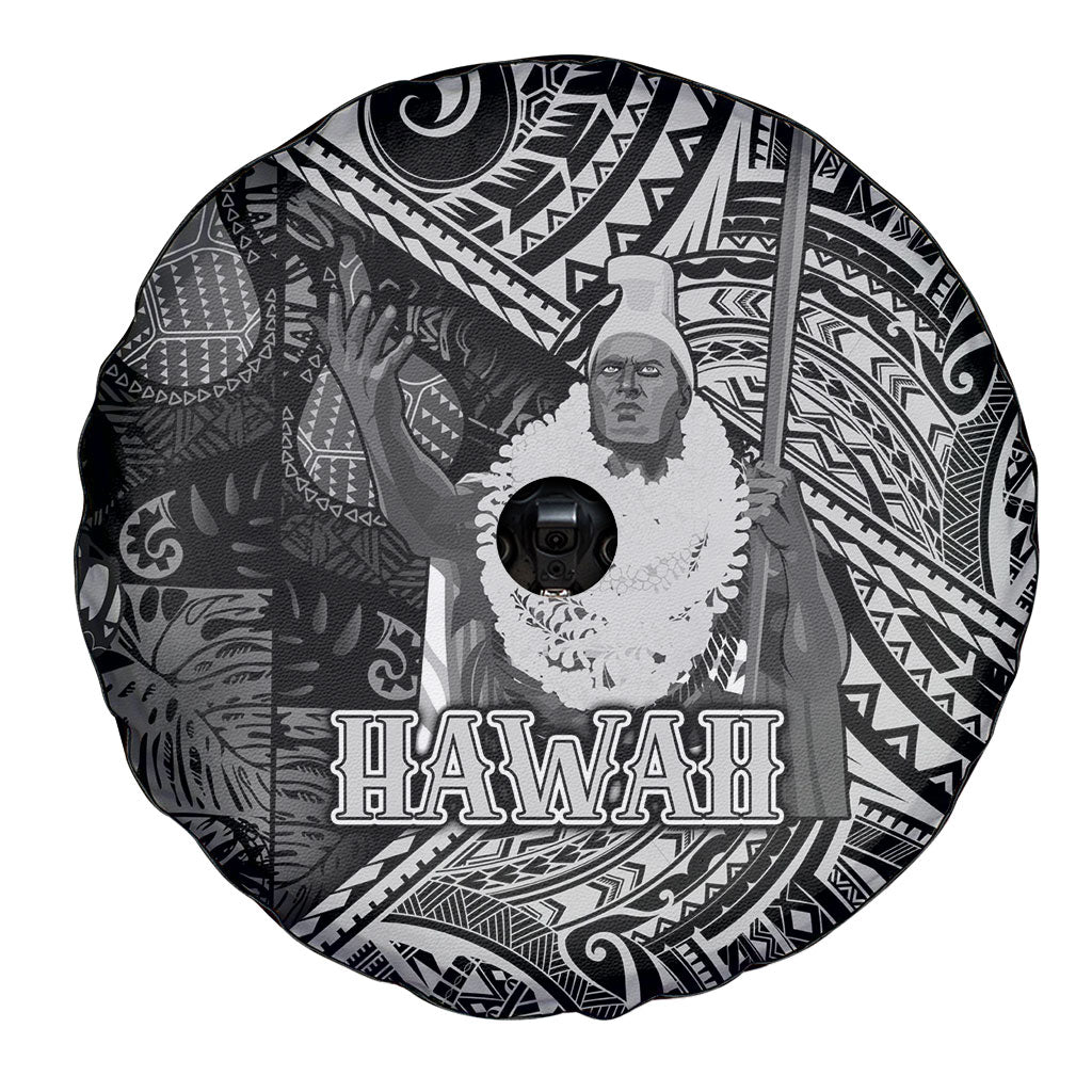 Hawaii King Kamehameha Spare Tire Cover With Hawaiian Ipu Motifs Black Version LT05 - Polynesian Pride