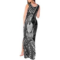 Hawaii King Kamehameha Tank Maxi Dress With Hawaiian Ipu Motifs Black Version LT05 - Polynesian Pride