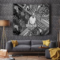 Hawaii King Kamehameha Tapestry With Hawaiian Ipu Motifs Black Version LT05 Black - Polynesian Pride