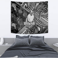 Hawaii King Kamehameha Tapestry With Hawaiian Ipu Motifs Black Version LT05 - Polynesian Pride