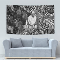 Hawaii King Kamehameha Tapestry With Hawaiian Ipu Motifs Black Version LT05 - Polynesian Pride