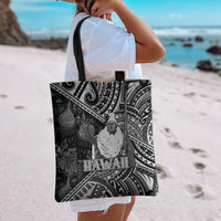 Hawaii King Kamehameha Tote Bag With Hawaiian Ipu Motifs Black Version LT05 - Polynesian Pride