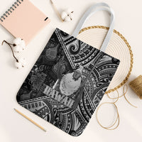 Hawaii King Kamehameha Tote Bag With Hawaiian Ipu Motifs Black Version LT05 White Strap One Size Black - Polynesian Pride