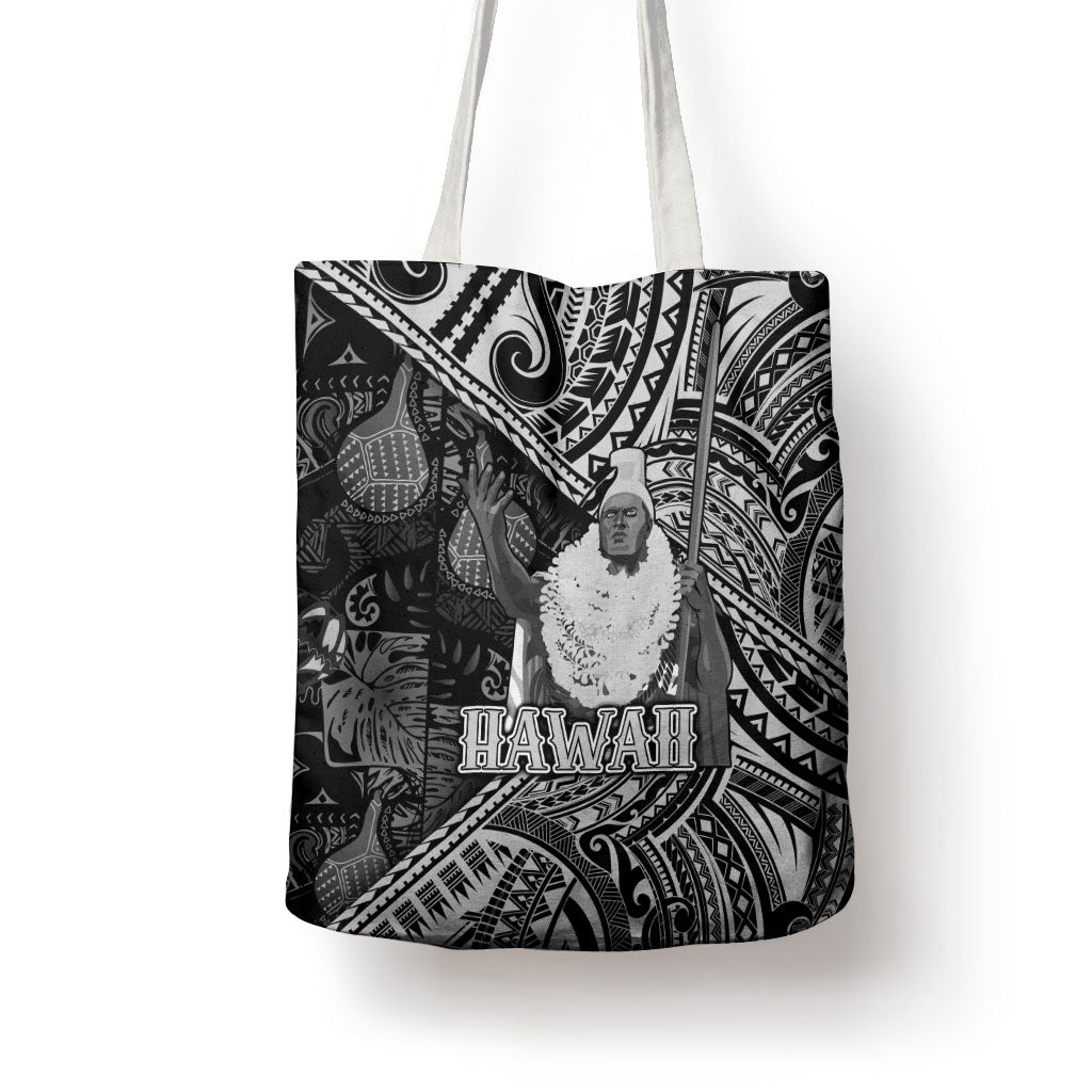 Hawaii King Kamehameha Tote Bag With Hawaiian Ipu Motifs Black Version LT05 - Polynesian Pride
