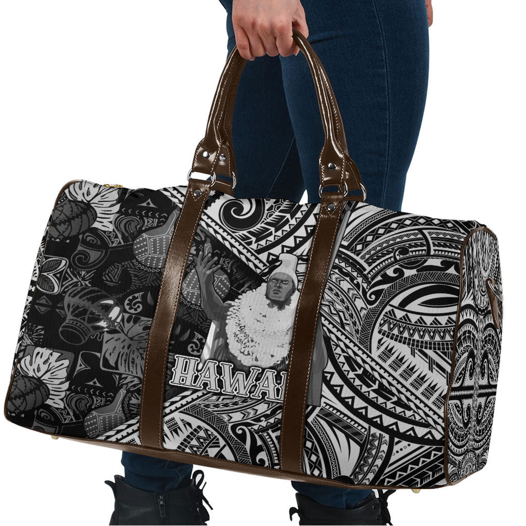 Hawaii King Kamehameha Travel Bag With Hawaiian Ipu Motifs Black Version LT05 - Polynesian Pride