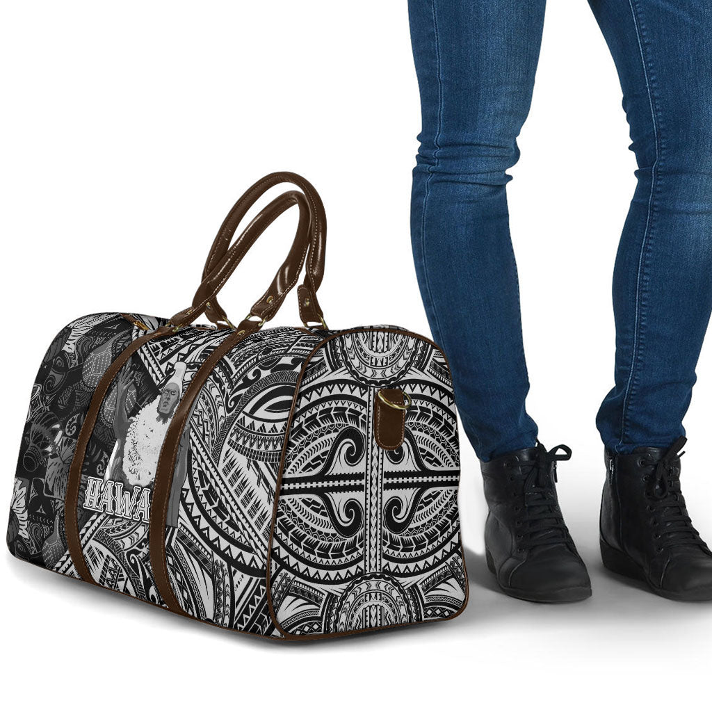 Hawaii King Kamehameha Travel Bag With Hawaiian Ipu Motifs Black Version LT05 - Polynesian Pride
