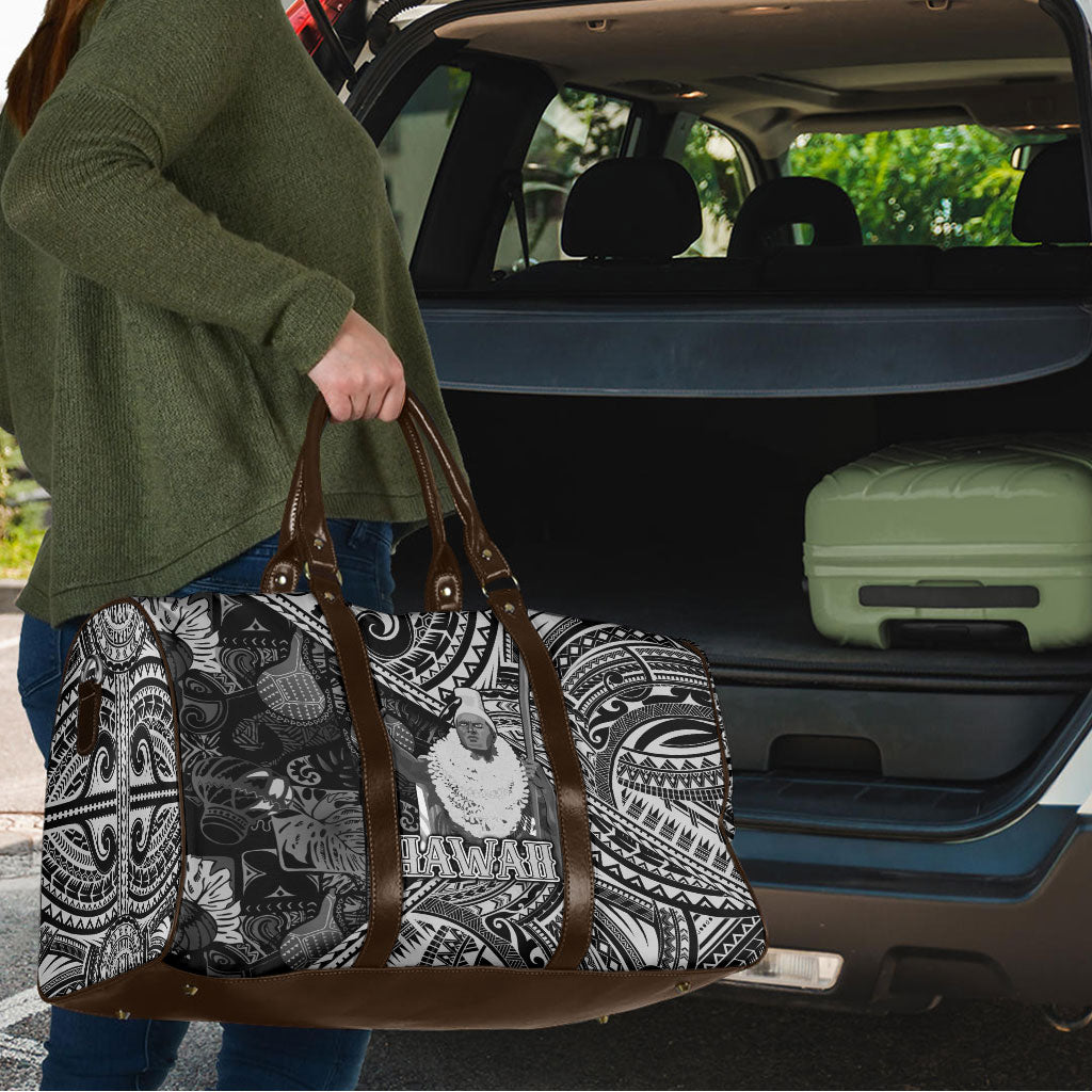 Hawaii King Kamehameha Travel Bag With Hawaiian Ipu Motifs Black Version LT05 - Polynesian Pride