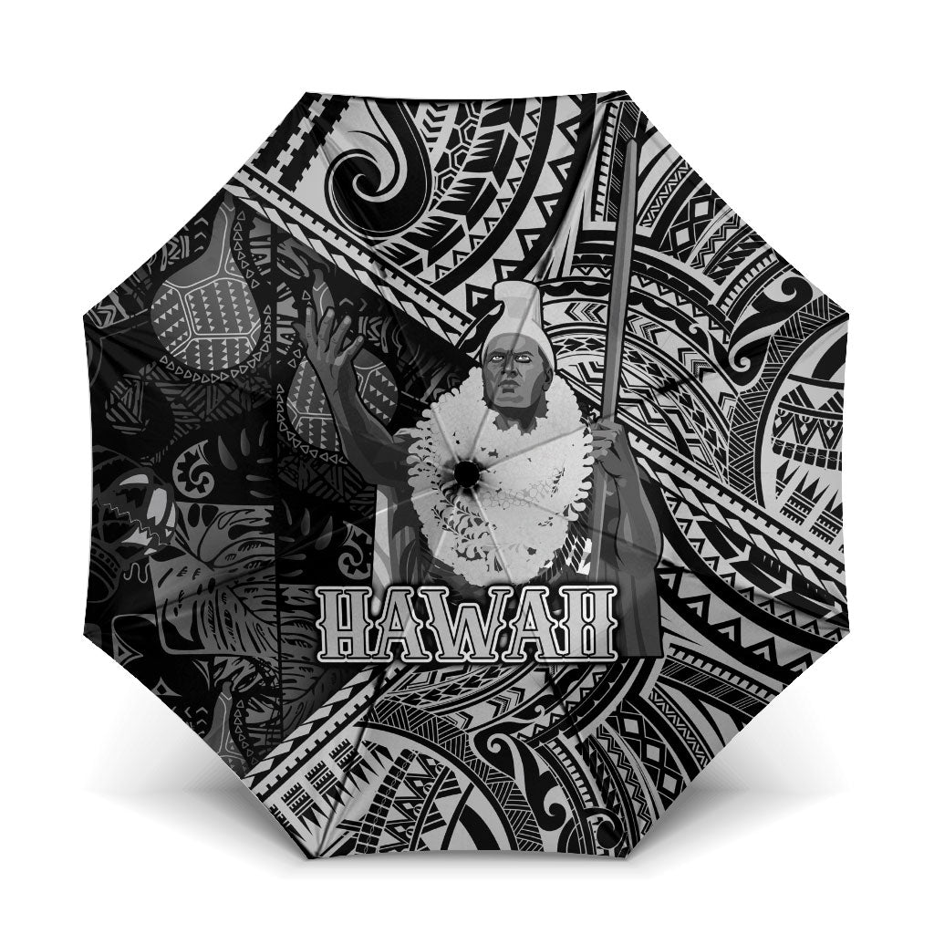 Hawaii King Kamehameha Umbrella With Hawaiian Ipu Motifs Black Version LT05 One Size Folded 11.42 inch Opened Diameter 37.4 inch Black - Polynesian Pride