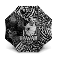 Hawaii King Kamehameha Umbrella With Hawaiian Ipu Motifs Black Version LT05 One Size Folded 11.42 inch Opened Diameter 37.4 inch Black - Polynesian Pride