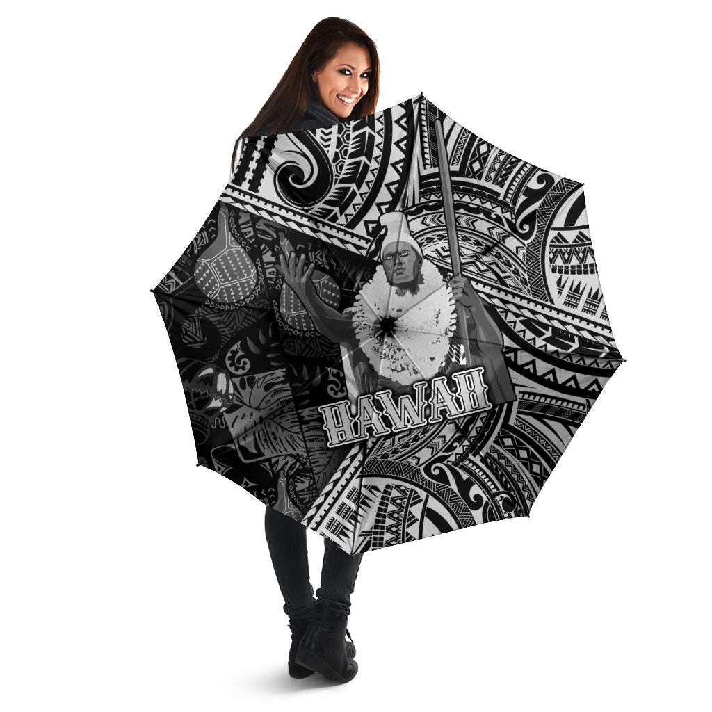 Hawaii King Kamehameha Umbrella With Hawaiian Ipu Motifs Black Version LT05 - Polynesian Pride
