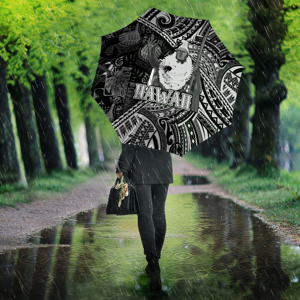 Hawaii King Kamehameha Umbrella With Hawaiian Ipu Motifs Black Version LT05 - Polynesian Pride
