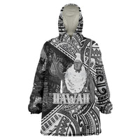 Hawaii King Kamehameha Wearable Blanket Hoodie With Hawaiian Ipu Motifs Black Version