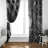 Hawaii King Kamehameha Window Curtain With Hawaiian Ipu Motifs Black Version LT05 - Polynesian Pride