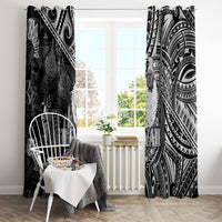 Hawaii King Kamehameha Window Curtain With Hawaiian Ipu Motifs Black Version LT05 - Polynesian Pride