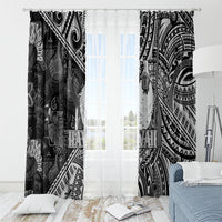 Hawaii King Kamehameha Window Curtain With Hawaiian Ipu Motifs Black Version LT05 - Polynesian Pride