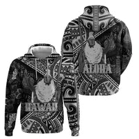 Hawaii King Kamehameha Zip Hoodie With Hawaiian Ipu Motifs Black Version LT05 - Polynesian Pride