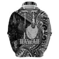 Hawaii King Kamehameha Zip Hoodie With Hawaiian Ipu Motifs Black Version LT05 - Polynesian Pride