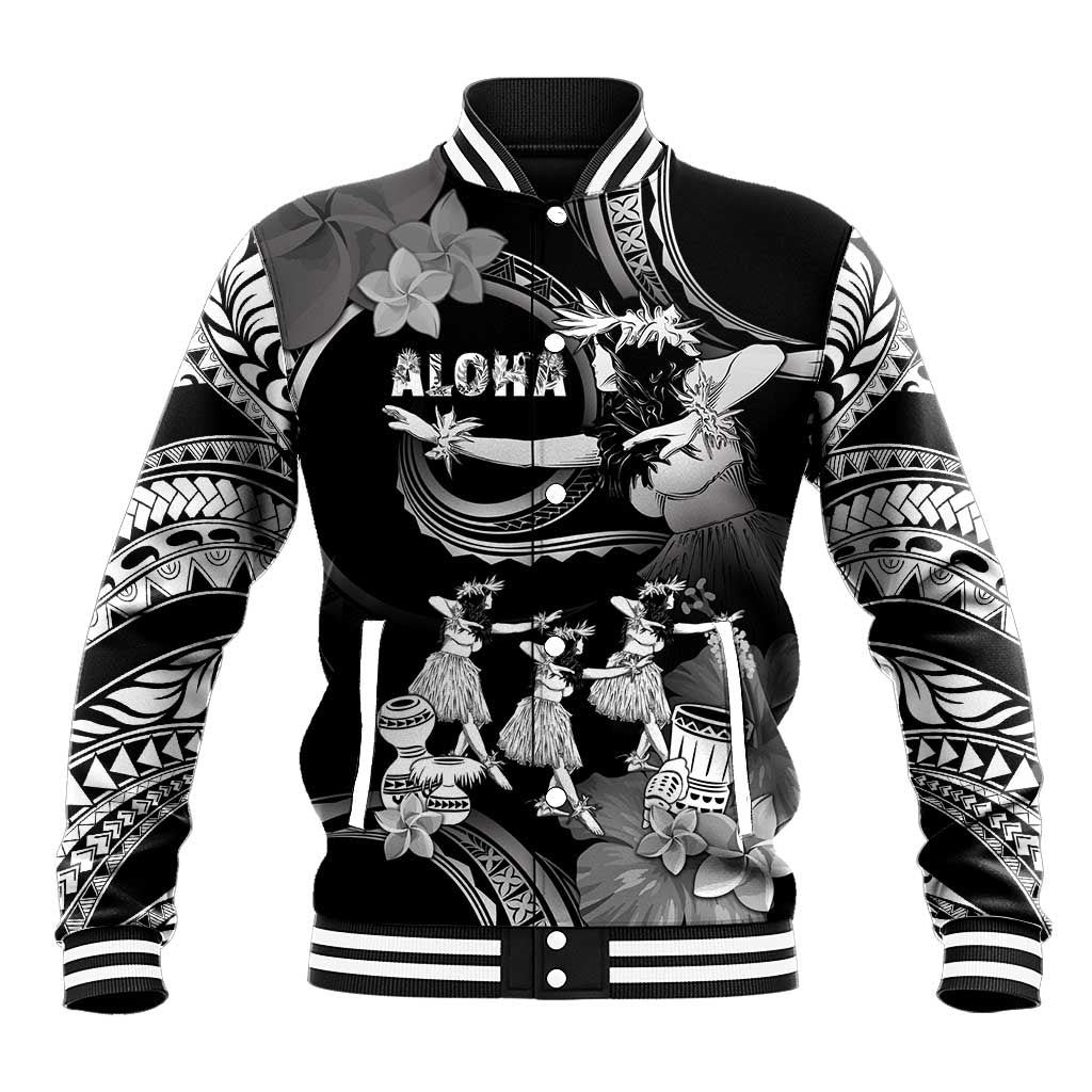 Hawaii Beautiful Hula Dancers Baseball Jacket With Ipu Keke And Pahu Drum LT05 Unisex Black - Polynesian Pride