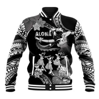 Hawaii Beautiful Hula Dancers Baseball Jacket With Ipu Keke And Pahu Drum LT05 Unisex Black - Polynesian Pride