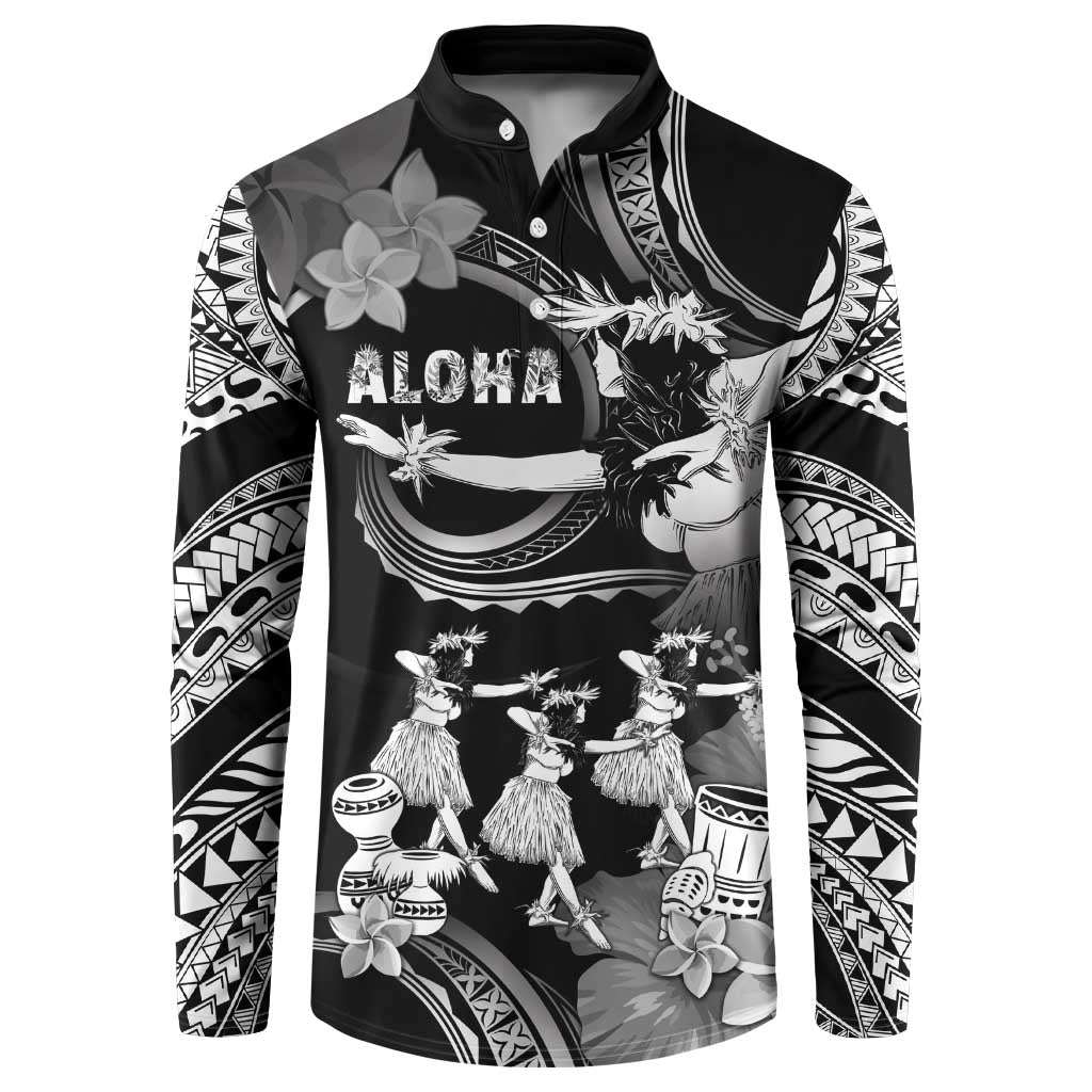 Hawaii Beautiful Hula Dancers Button Sweatshirt With Ipu Keke And Pahu Drum LT05 Black - Polynesian Pride