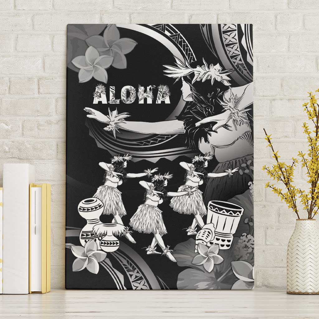 Hawaii Beautiful Hula Dancers Canvas Wall Art With Ipu Keke And Pahu Drum LT05 Without Frame Black - Polynesian Pride