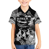 Hawaii Beautiful Hula Dancers Family Matching Off The Shoulder Long Sleeve Dress and Hawaiian Shirt With Ipu Keke And Pahu Drum