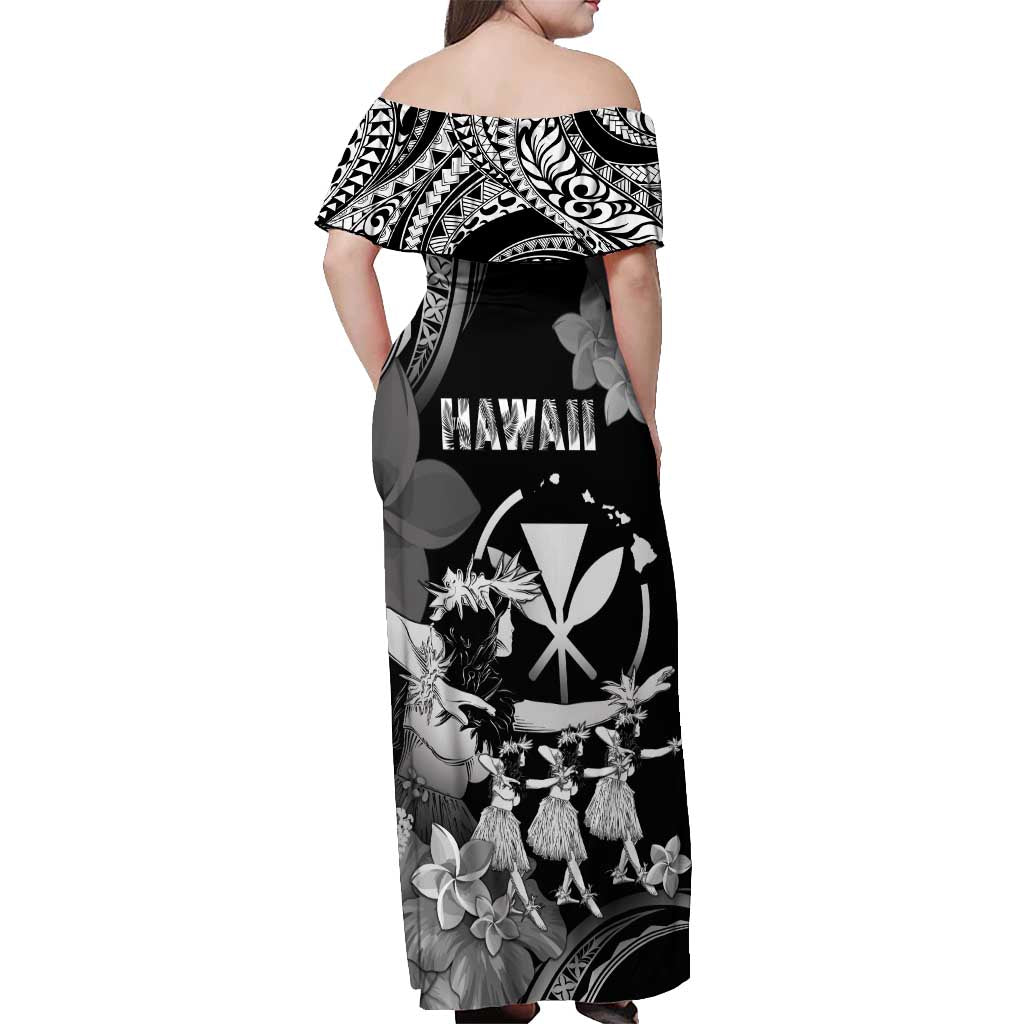 Hawaii Beautiful Hula Dancers Off Shoulder Maxi Dress With Ipu Keke And Pahu Drum LT05 - Polynesian Pride