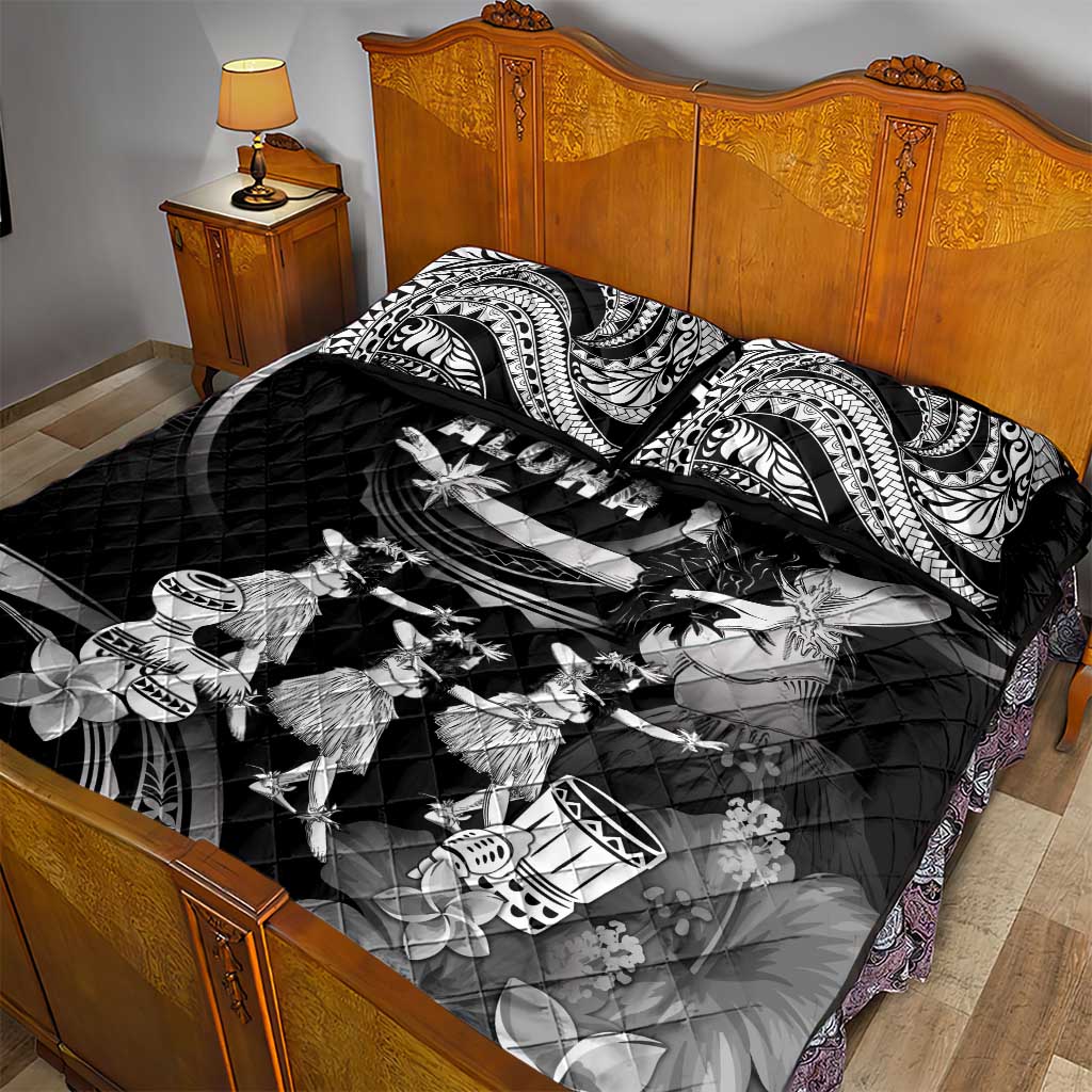 Hawaii Beautiful Hula Dancers Quilt Bed Set With Ipu Keke And Pahu Drum