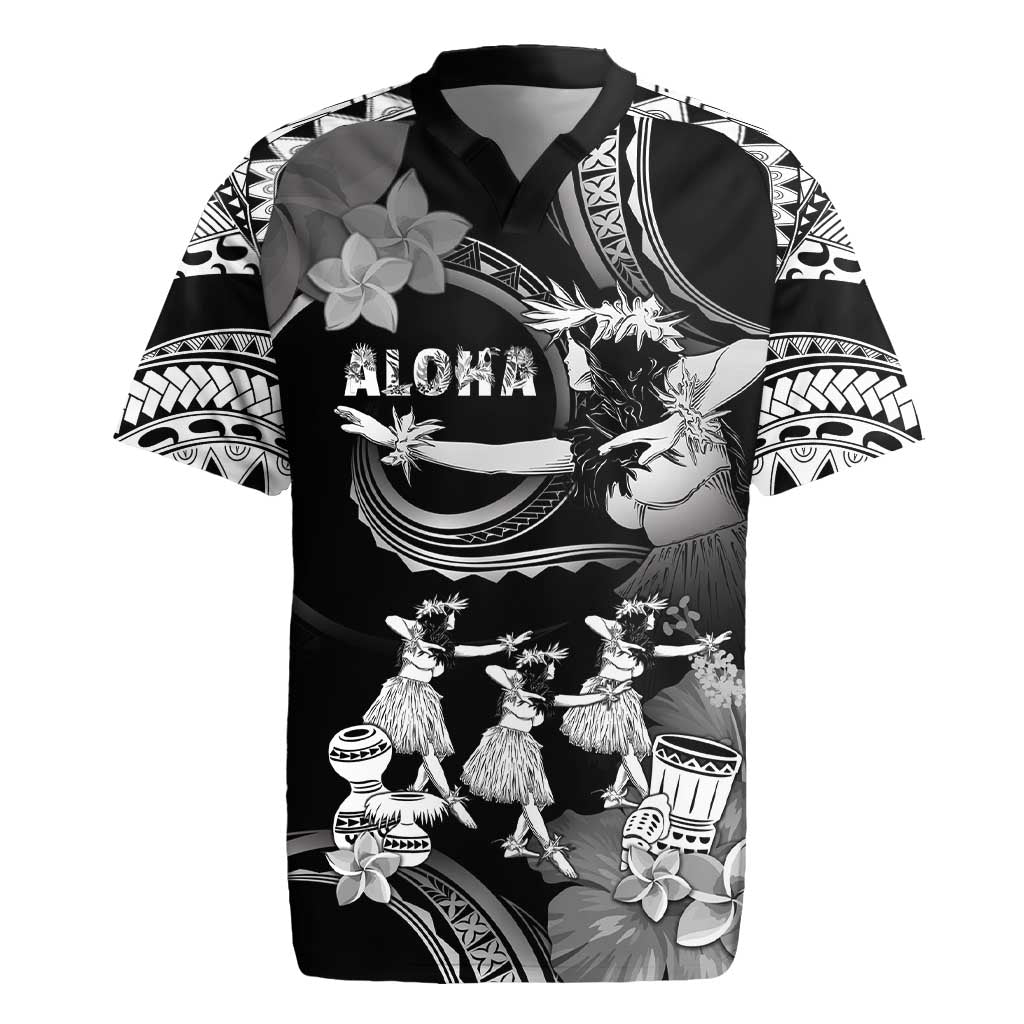 Hawaii Beautiful Hula Dancers Rugby Jersey With Ipu Keke And Pahu Drum LT05 Black - Polynesian Pride