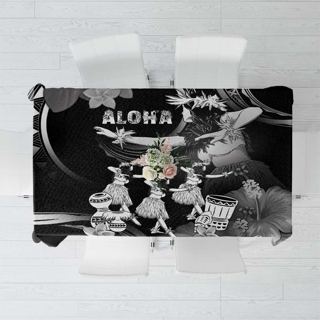 Hawaii Beautiful Hula Dancers Tablecloth With Ipu Keke And Pahu Drum LT05 Black - Polynesian Pride