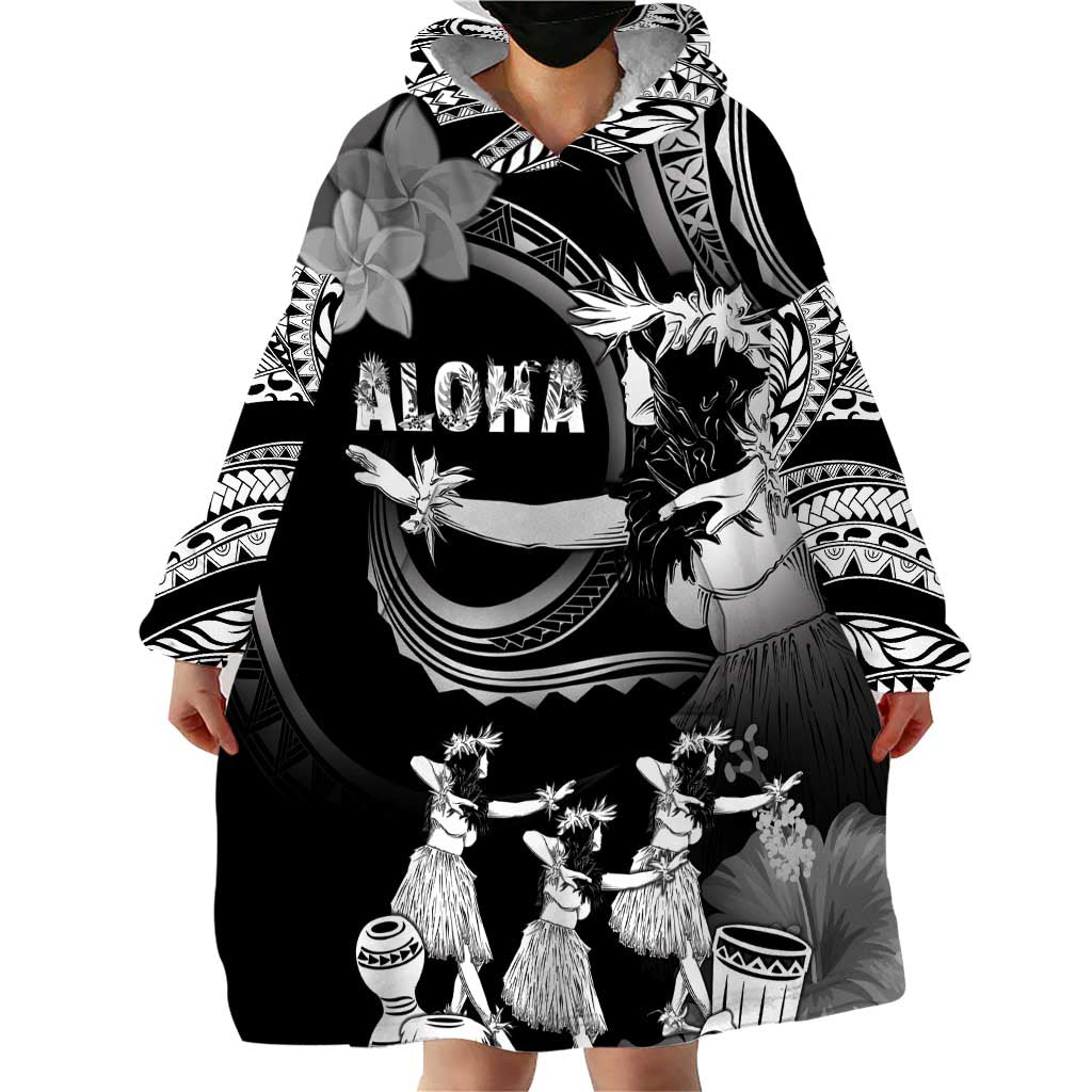 Hawaii Beautiful Hula Dancers Wearable Blanket Hoodie With Ipu Keke And Pahu Drum LT05 - Polynesian Pride