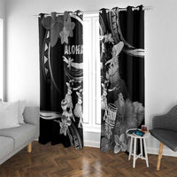 Hawaii Beautiful Hula Dancers Window Curtain With Ipu Keke And Pahu Drum LT05 With Grommets Black - Polynesian Pride